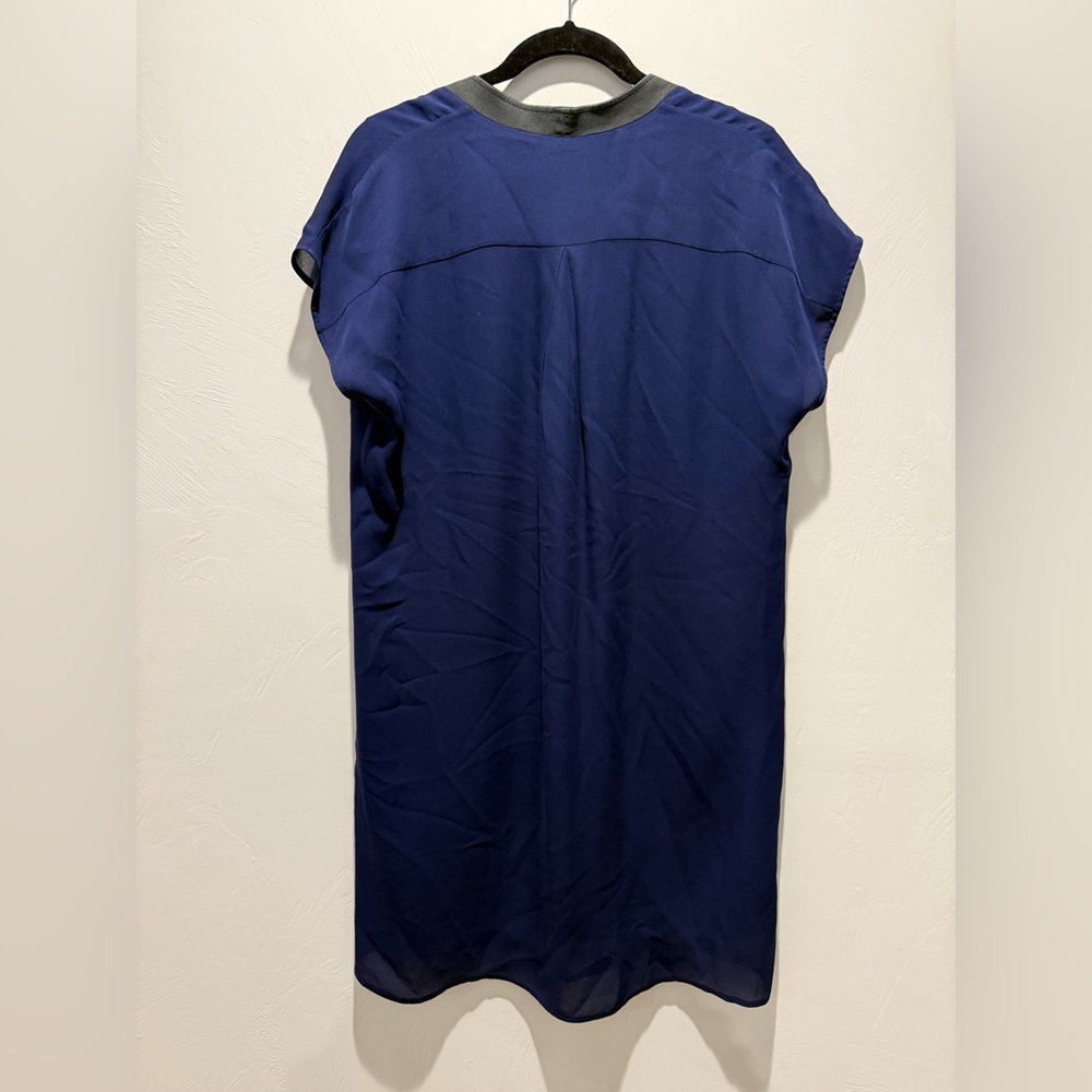 Vince Silk and Leather Navy Dress with Black Detail - Picture 3 of 4